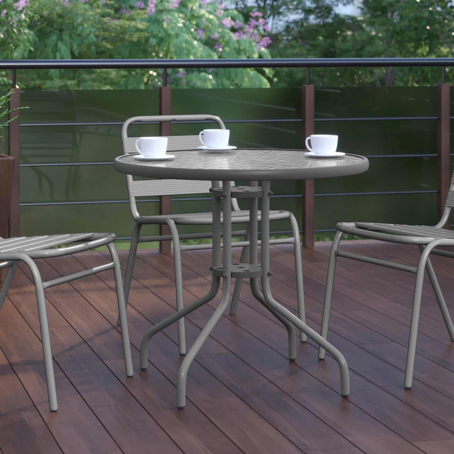 31.5RD Silver Patio Table TLH-070-2-SV-GG