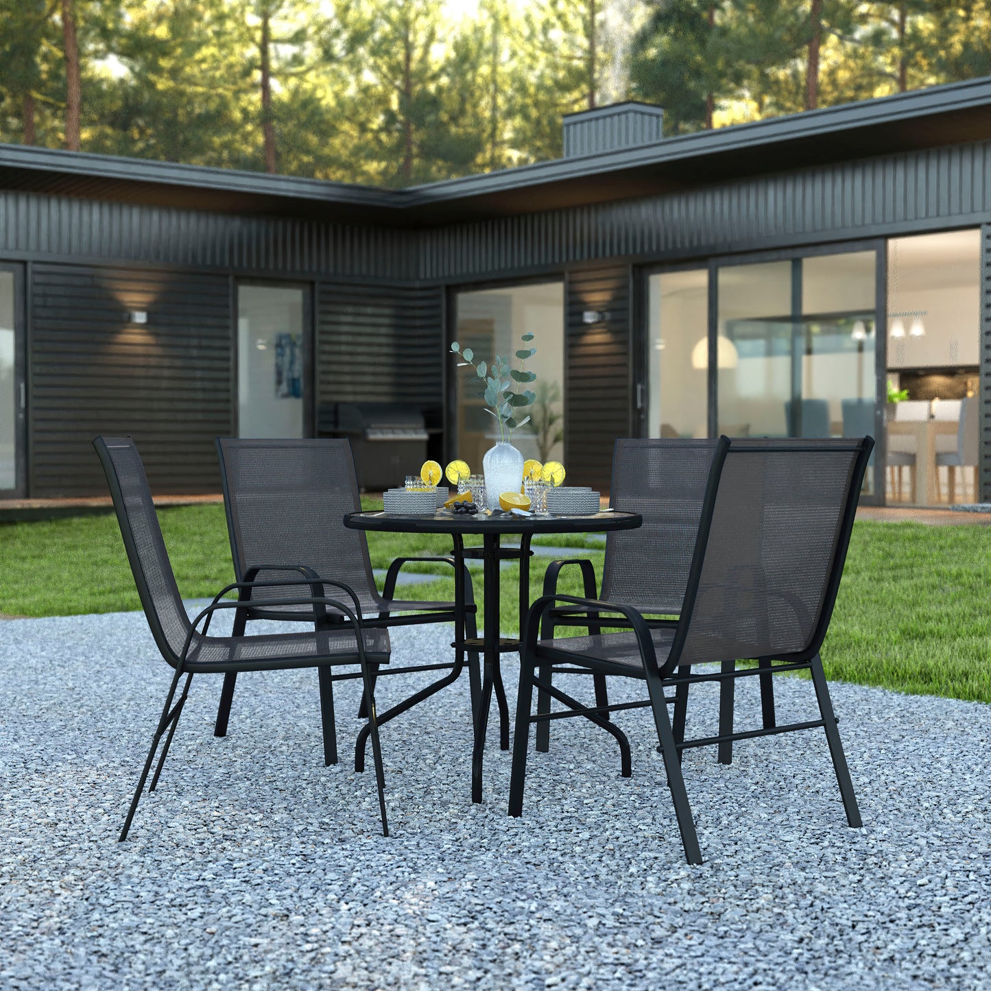 31.5" Round Black Patio Set TLH-0702303C-GG