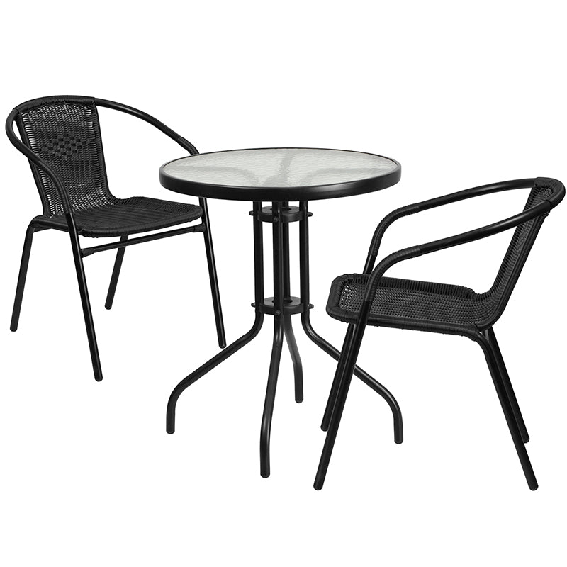 23.75RD Black Patio Table Set TLH-071RD-037BK2-GG