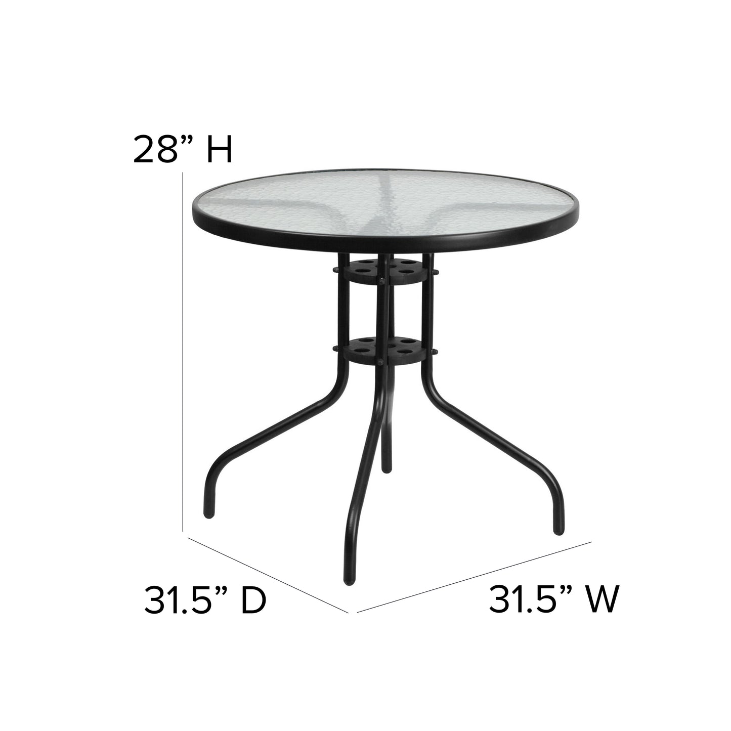 31.5RD Black Patio Table Set TLH-072RD-017CBK4-GG