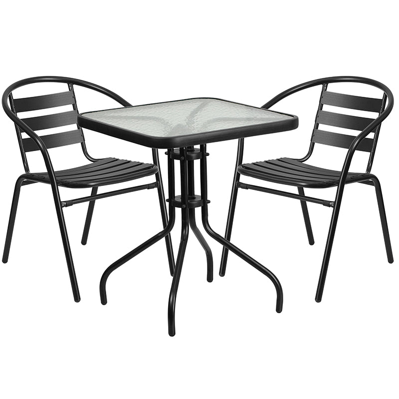 23.5SQ Black Patio Table Set TLH-0731SQ-017CBK2-GG