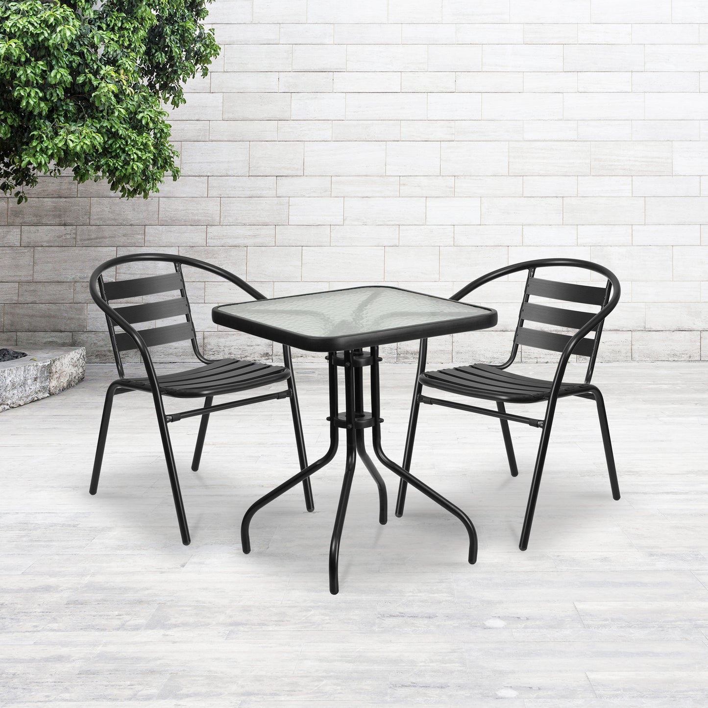 23.5SQ Black Patio Table Set TLH-0731SQ-017CBK2-GG