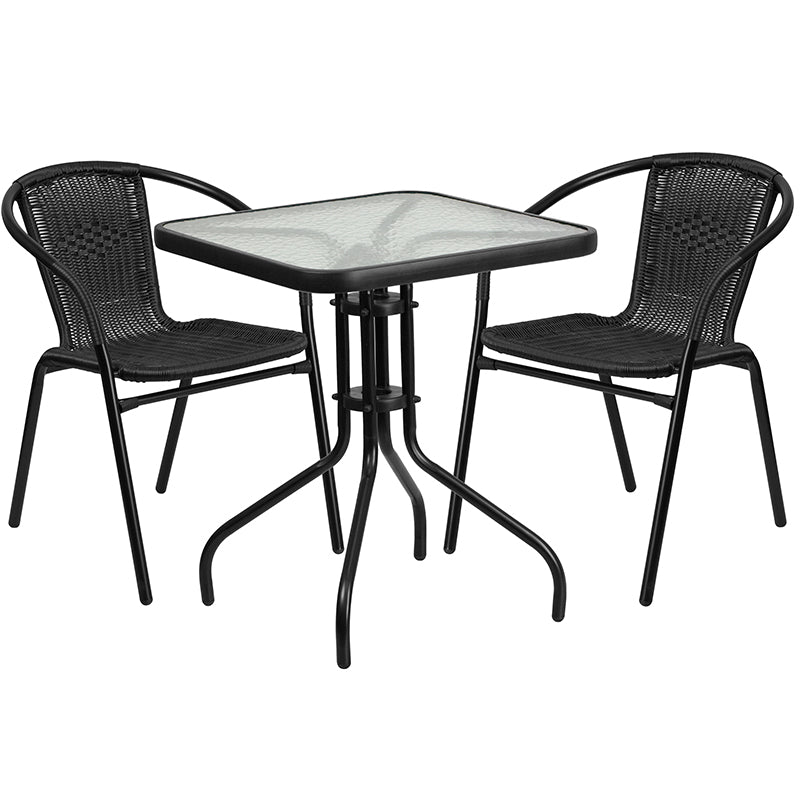 23.5SQ Black Patio Table Set TLH-0731SQ-037BK2-GG