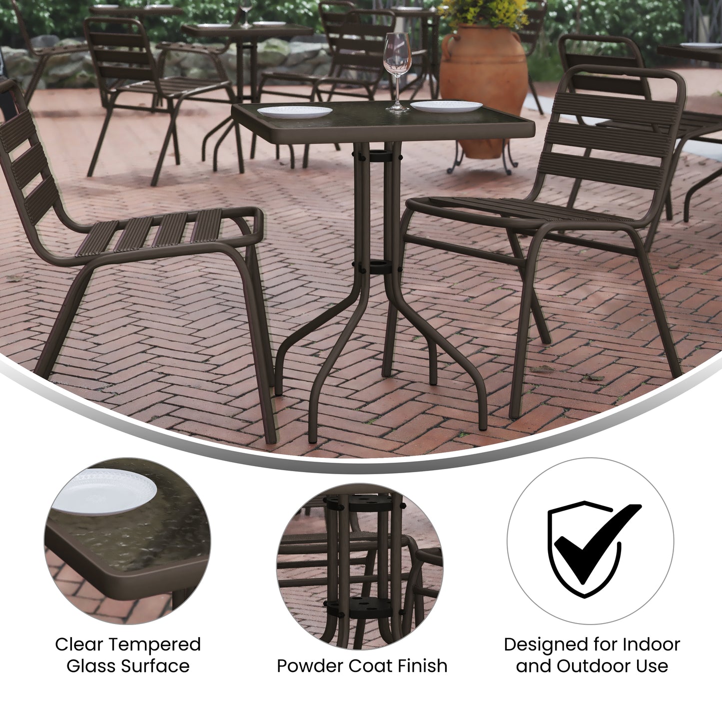 23.5SQ Bronze Patio Table TLH-073A-1-BZ-GG