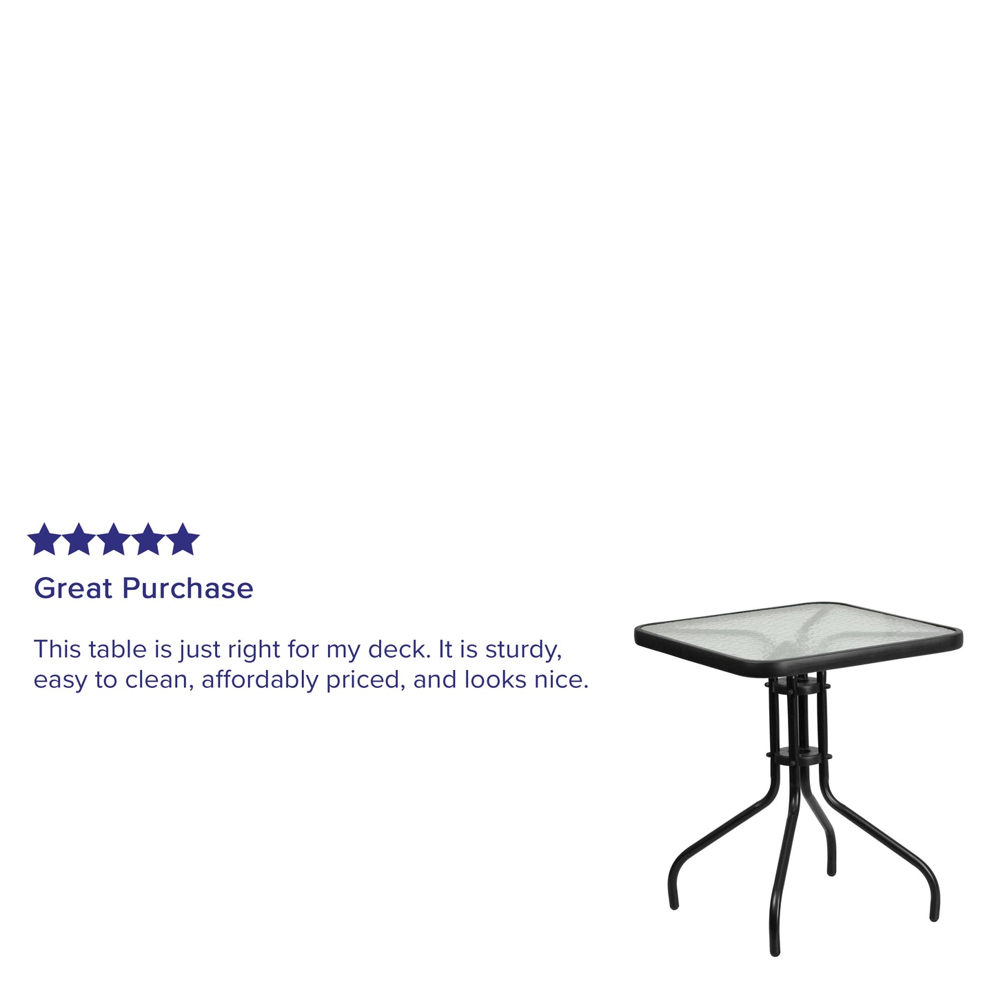 23.5SQ Glass Black Patio Table TLH-073A-1-GG