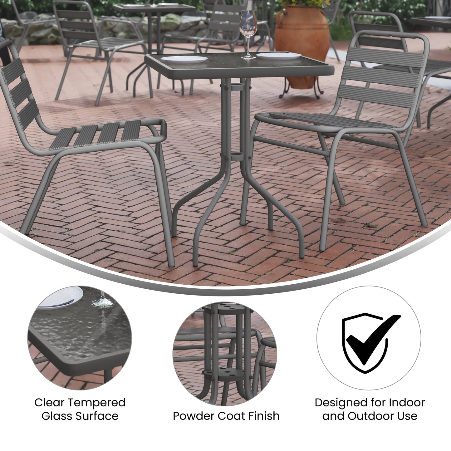 23.5SQ Silver Patio Table TLH-073A-1-SV-GG