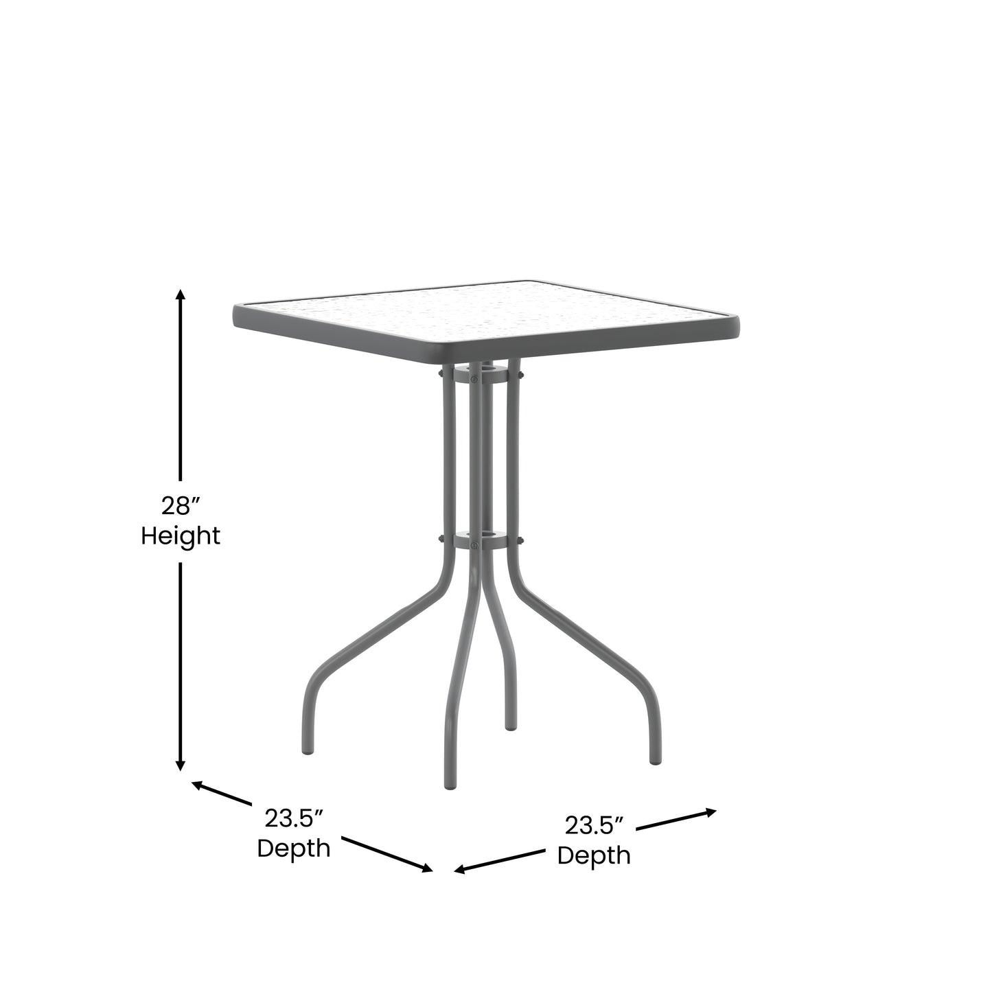 23.5SQ Silver Patio Table TLH-073A-1-SV-GG