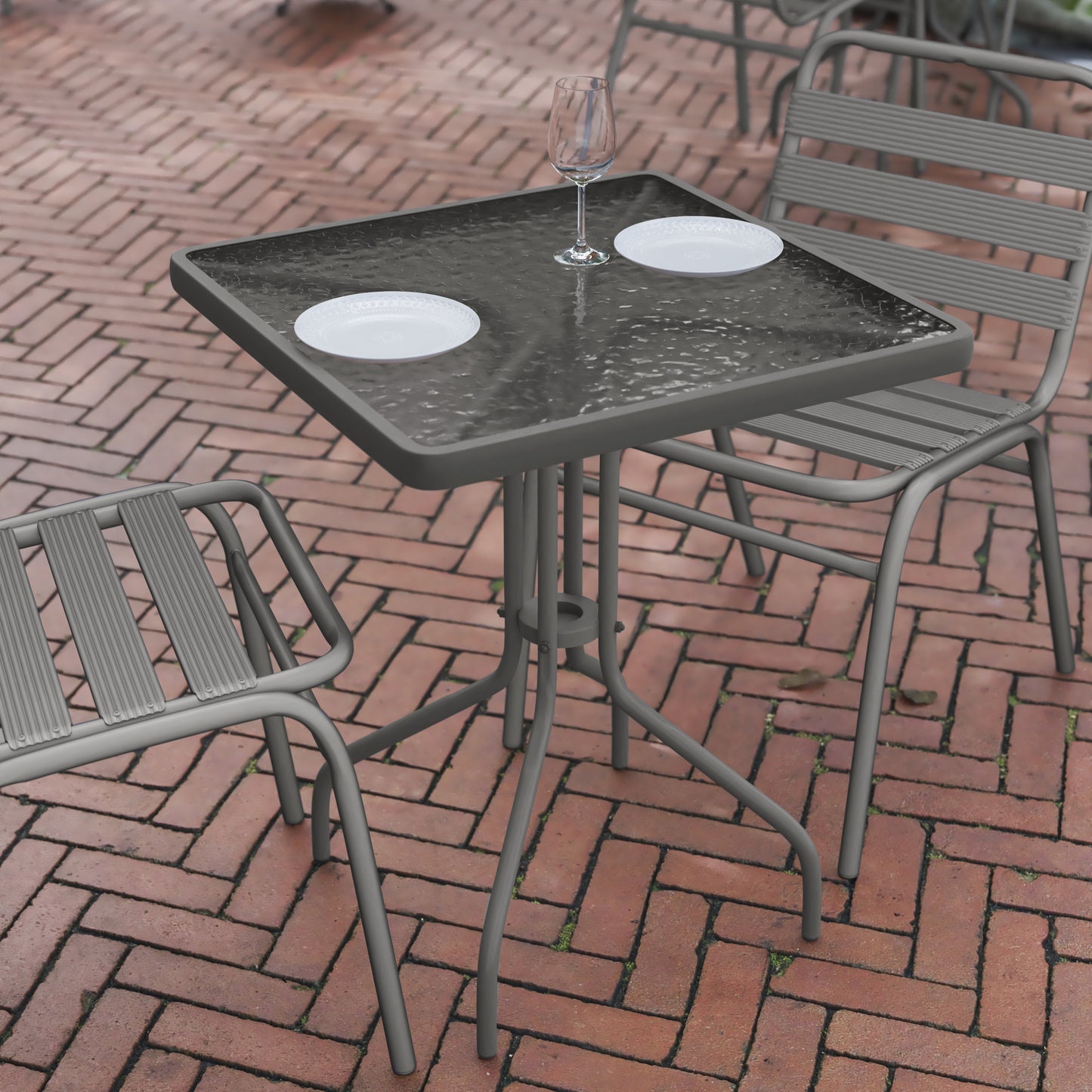 23.5SQ Silver Patio Table TLH-073A-1-SV-GG