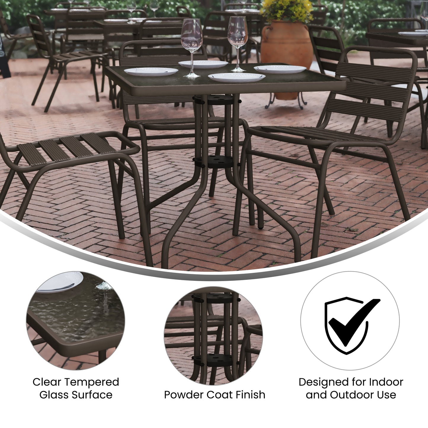 31.5SQ Bronze Patio Table TLH-073A-2-BZ-GG