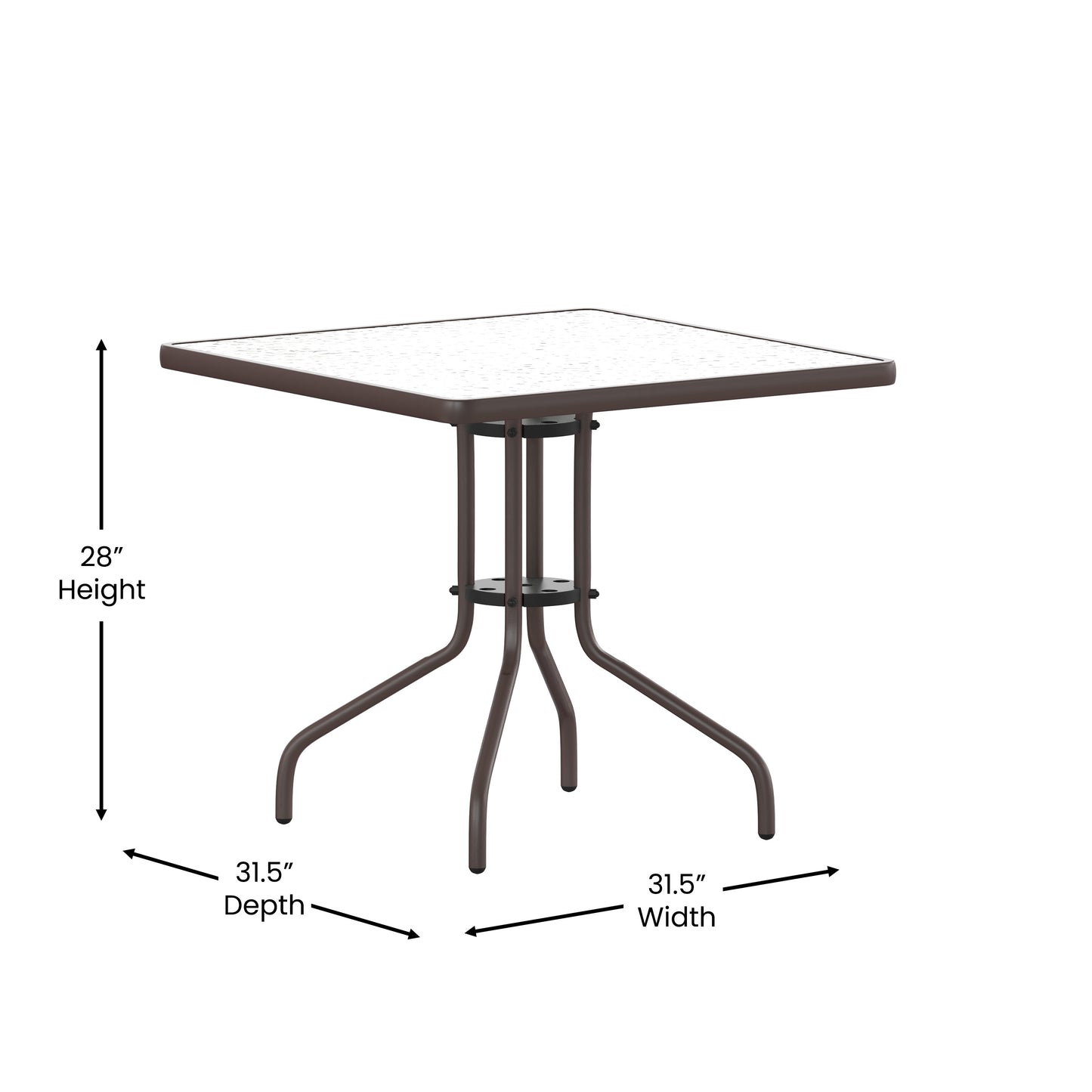 31.5SQ Bronze Patio Table TLH-073A-2-BZ-GG