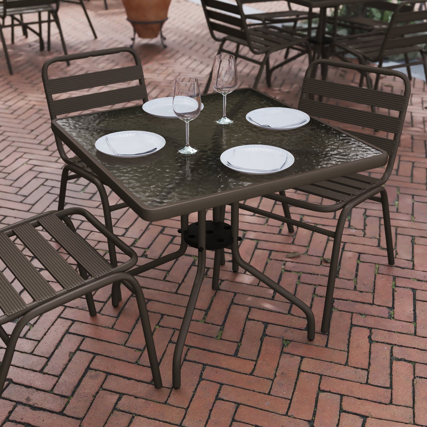 31.5SQ Bronze Patio Table TLH-073A-2-BZ-GG