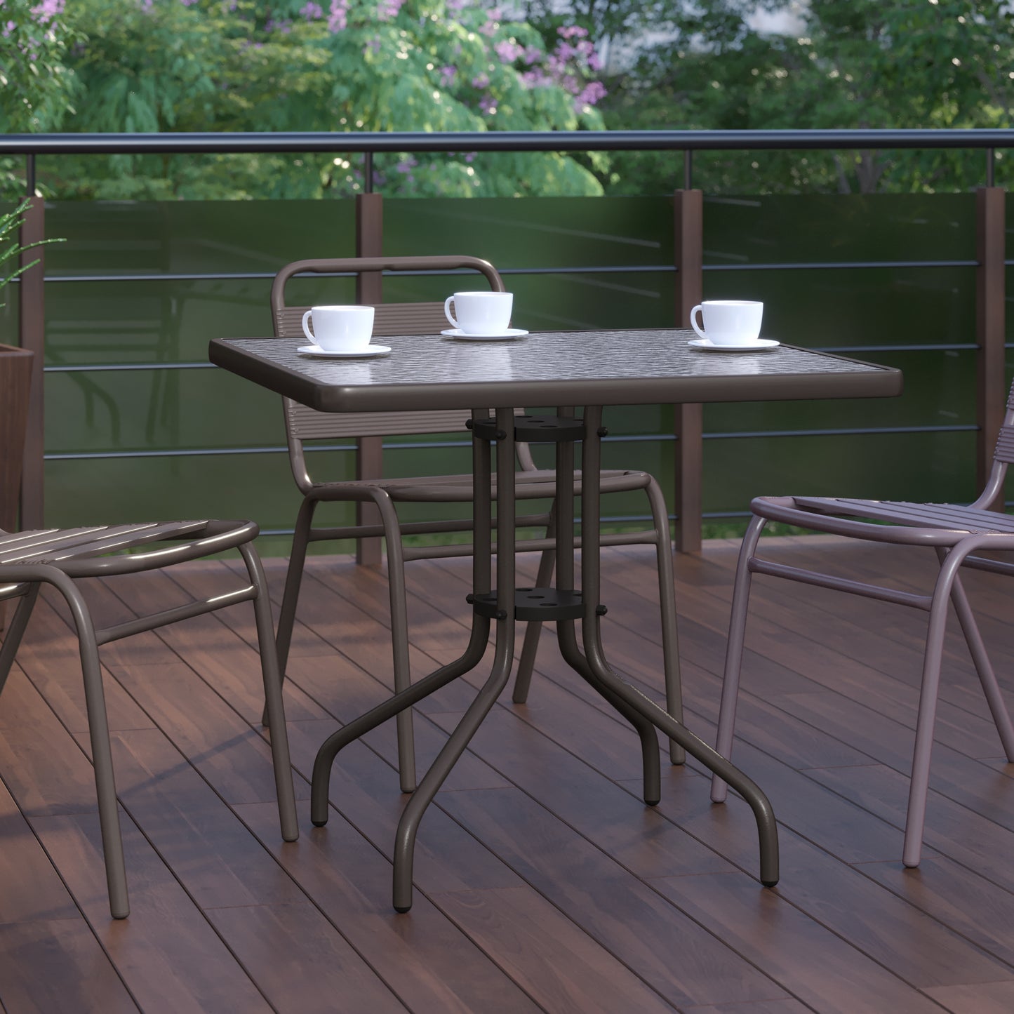 31.5SQ Bronze Patio Table TLH-073A-2-BZ-GG