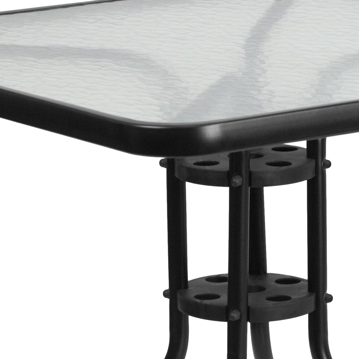 31.5SQ Glass Black Patio Table TLH-073A-2-GG