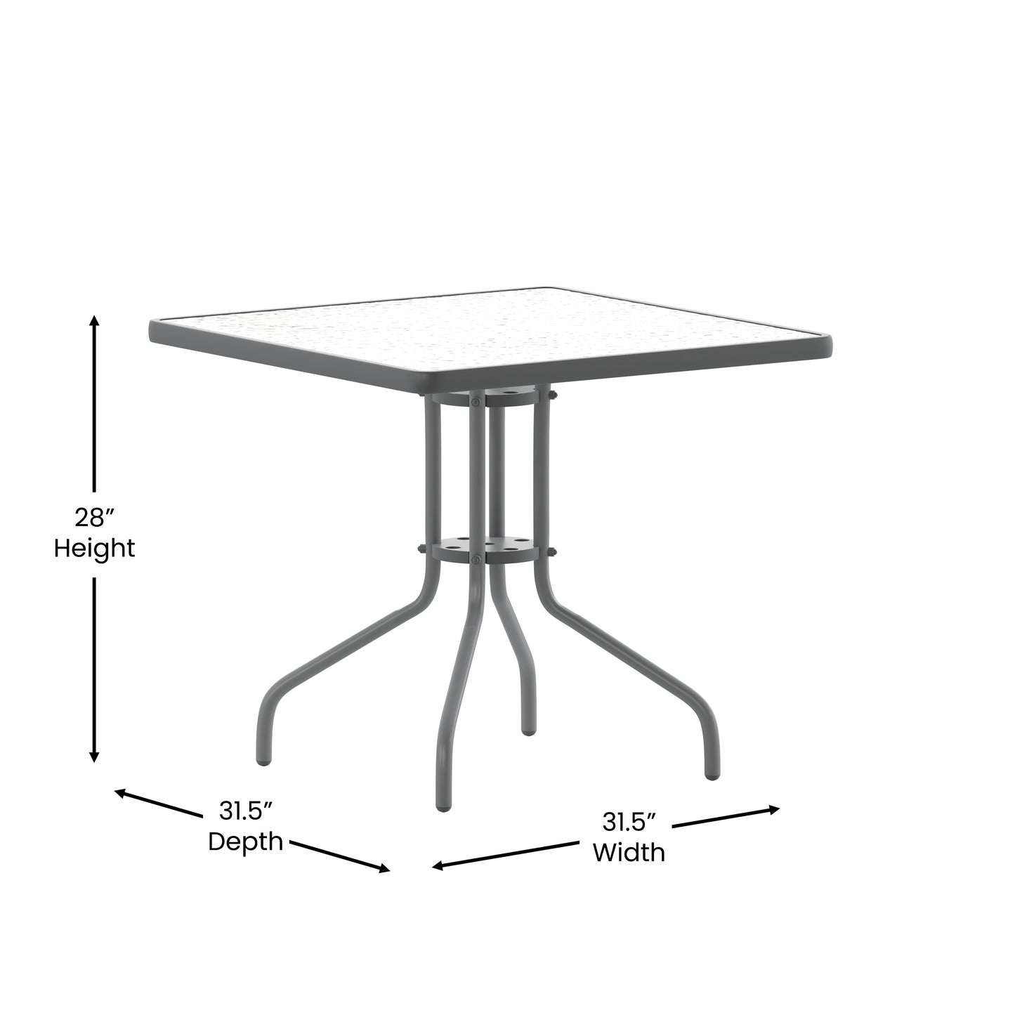 31.5SQ Silver Patio Table TLH-073A-2-SV-GG