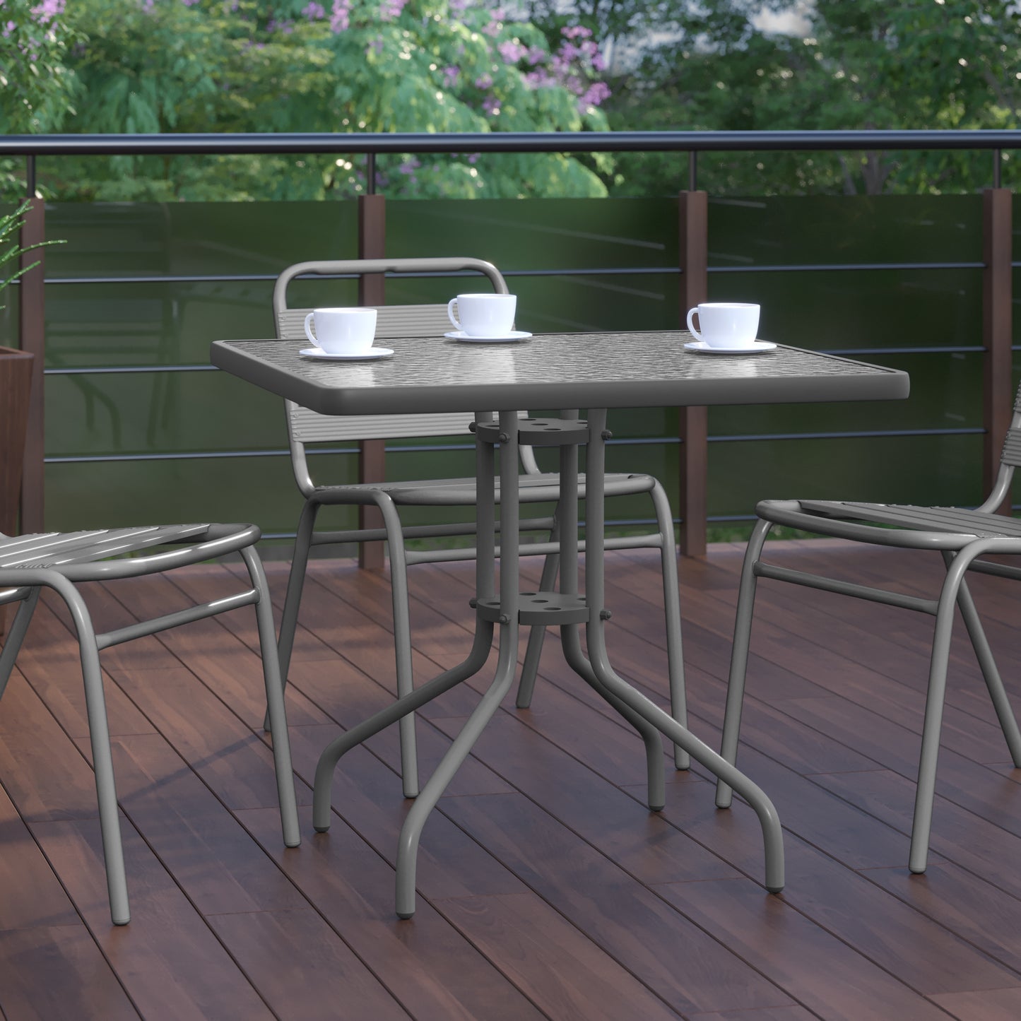 31.5SQ Silver Patio Table TLH-073A-2-SV-GG