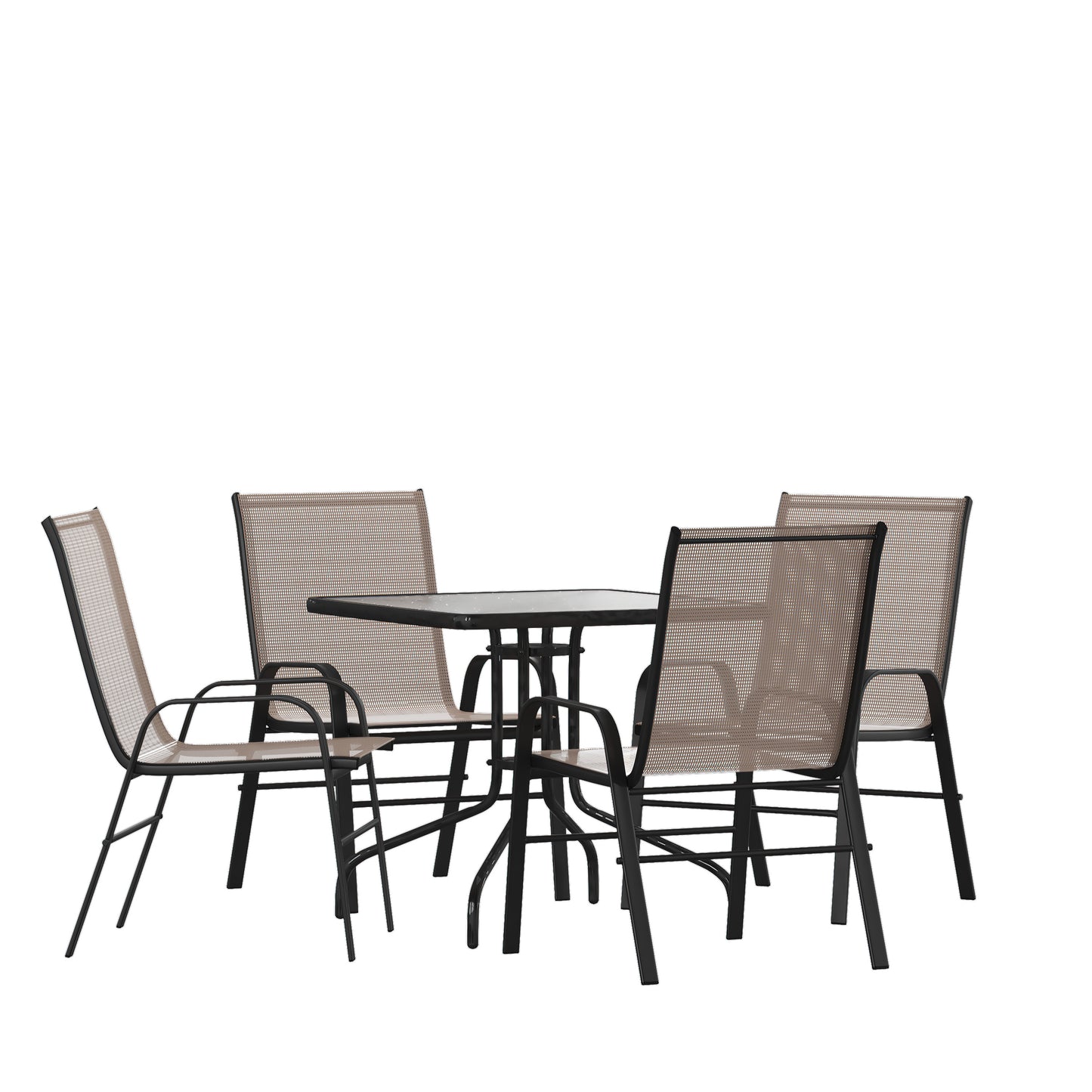 31.5" Square Brown Patio Set TLH-073A2303C-BN-GG