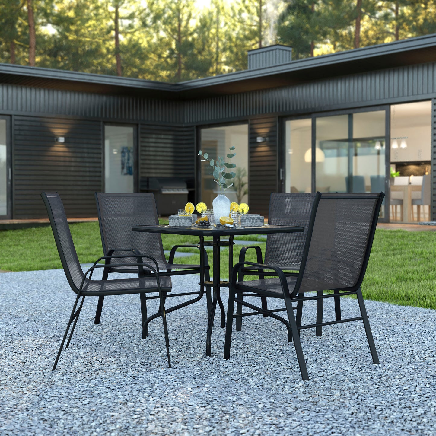 31.5" Square Black Patio Set TLH-073A2303C-GG