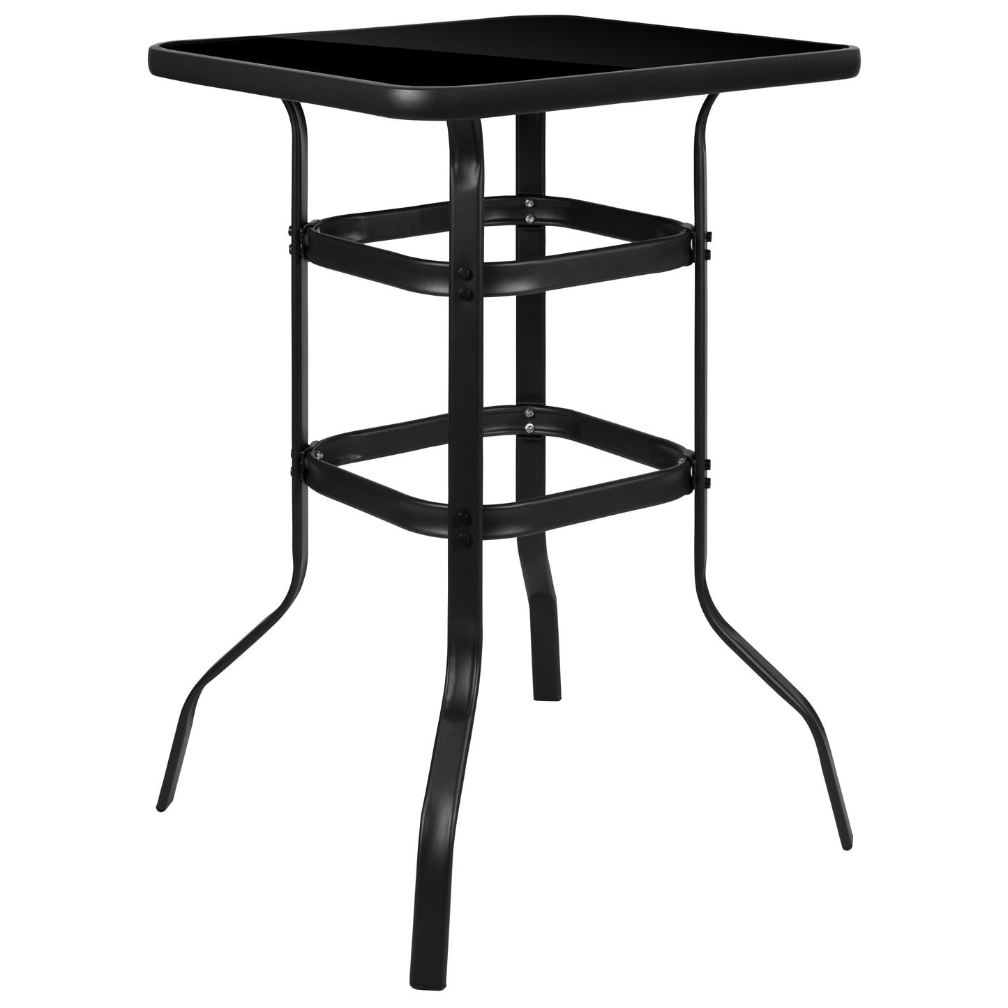 Black Metal/Glass Bar Table TLH-073H-B-GG