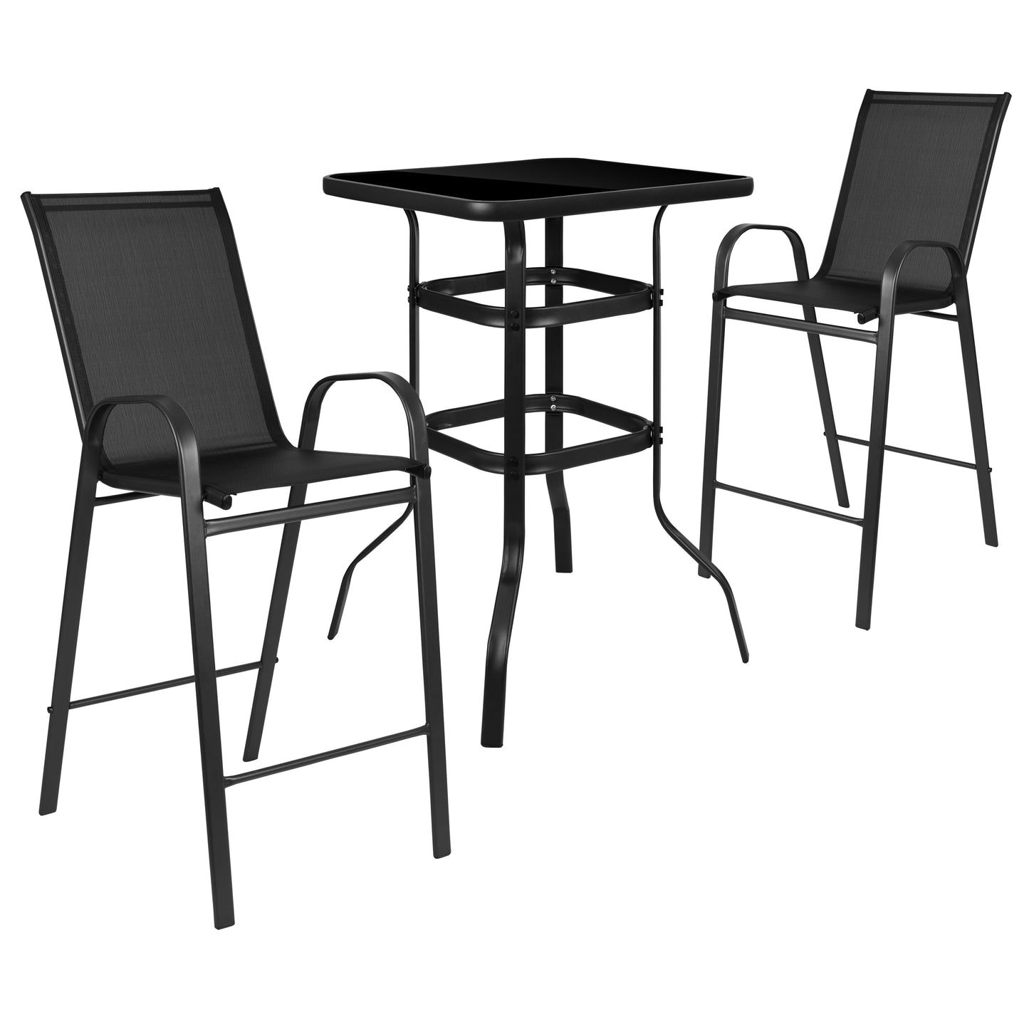 3PC Glass Bar Patio Table Set TLH-073H092H-B-GG