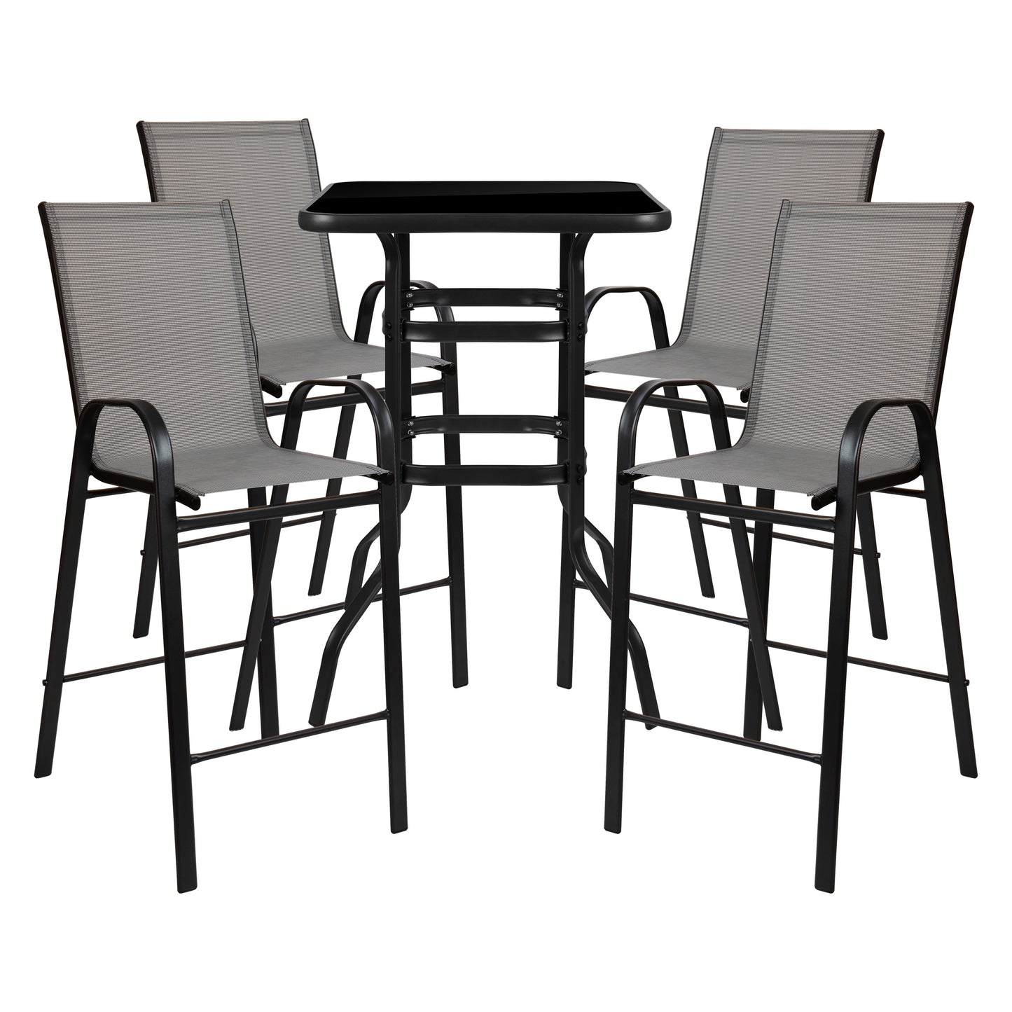 5PC Glass Bar Patio Table Set TLH-073H092H4-GR-GG