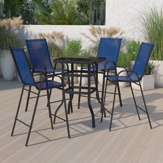 5PC Glass Bar Patio Table Set TLH-073H092H4-NV-GG