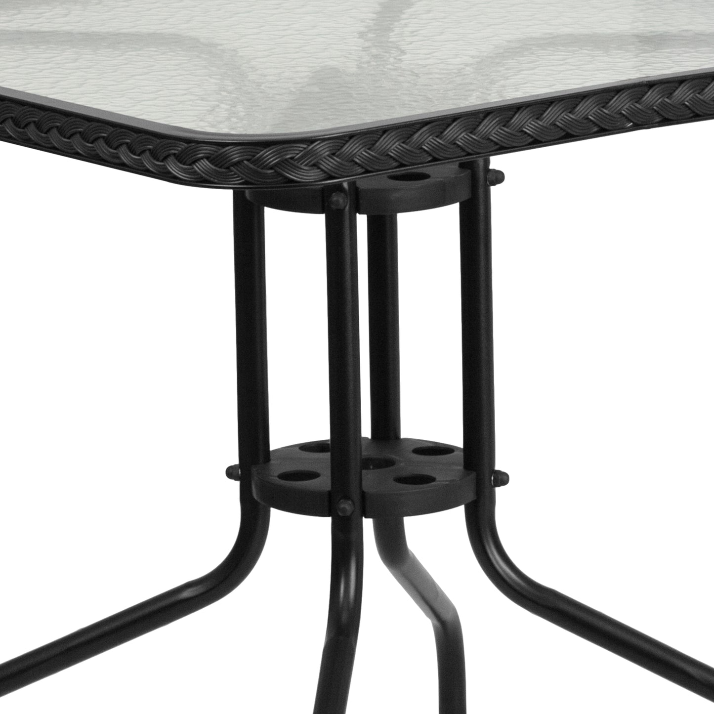 28SQ Black Table Set w/Rattan TLH-073SQ-037BK2-GG