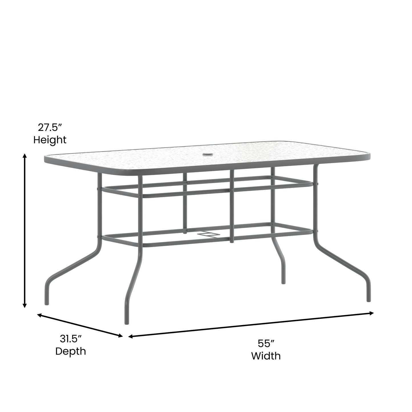 55x31.5 Silver Patio Table TLH-089-SV-GG