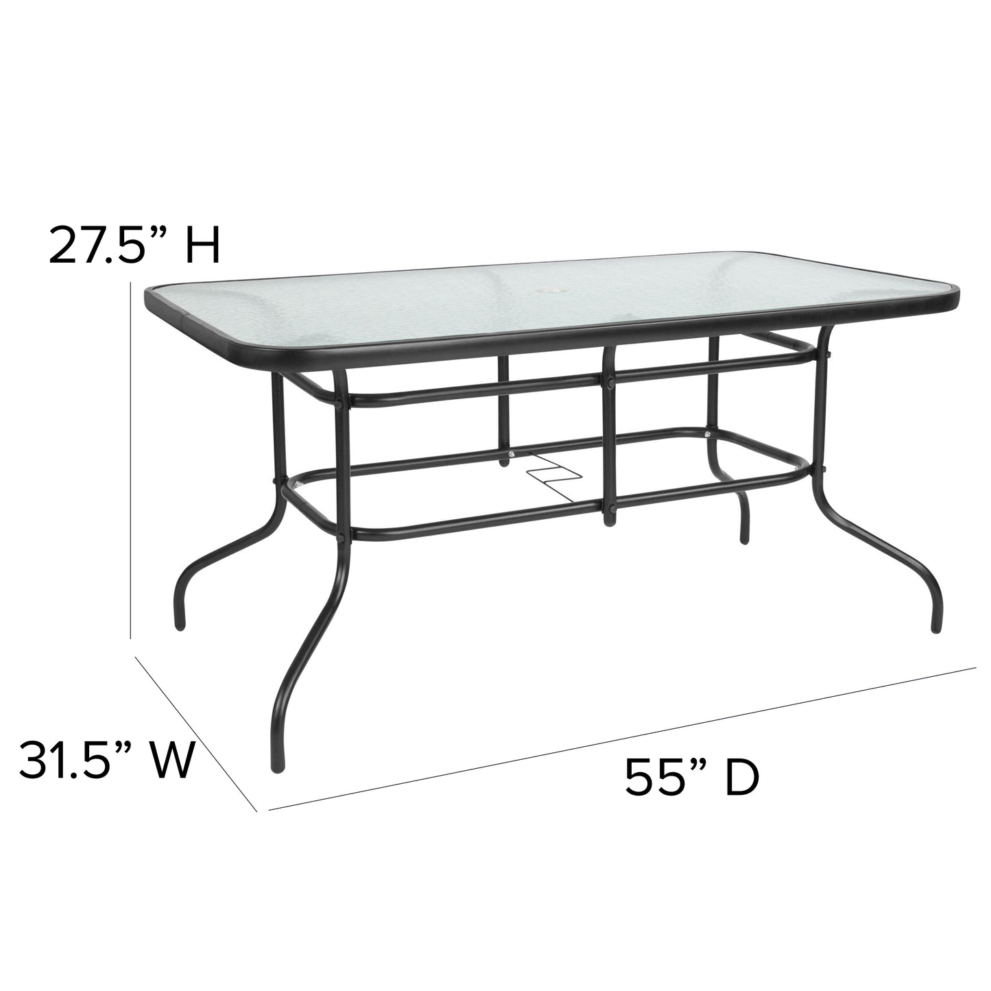 31.5x55 Black Patio Table Set TLH-089REC-017CBK4-GG