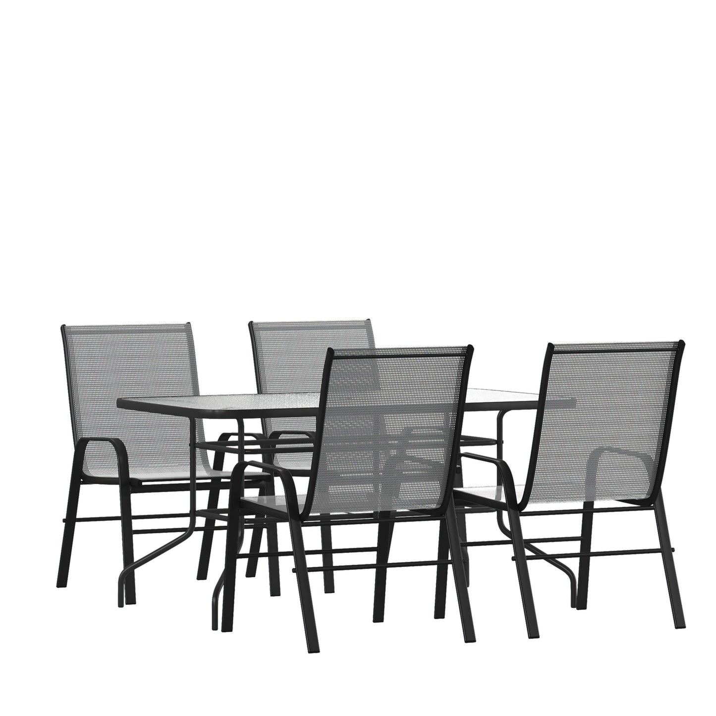 31.5x55 Gray Patio Table Set TLH-089REC-303CGY4-GG