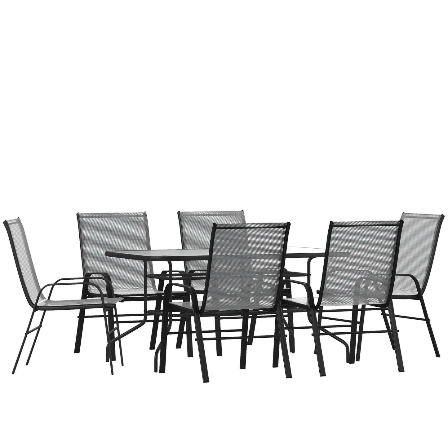 31.5x55 Gray Patio Table Set TLH-089REC-303CGY6-GG