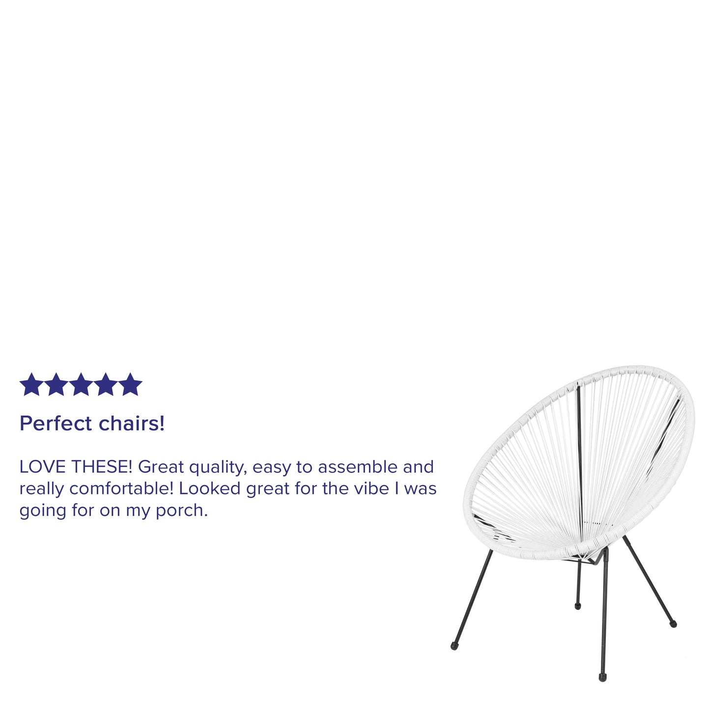 White Bungee Oval Lounge Chair TLH-094-WHITE-GG