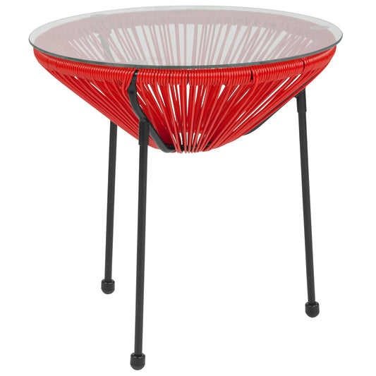 Red Bungee Glass Table TLH-094T-RED-GG