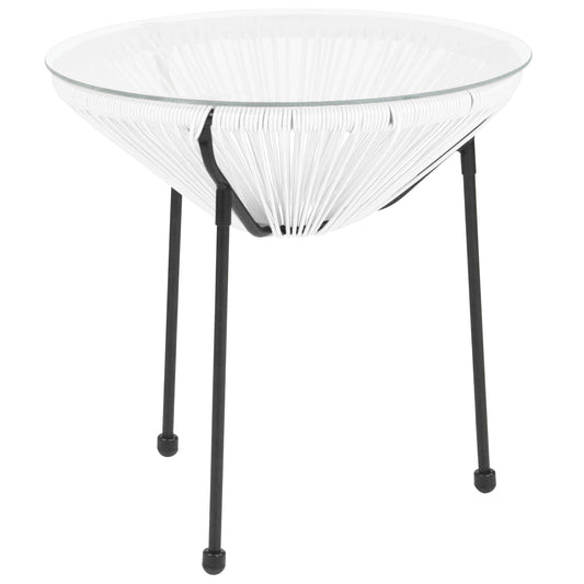 White Bungee Glass Table TLH-094T-WHITE-GG