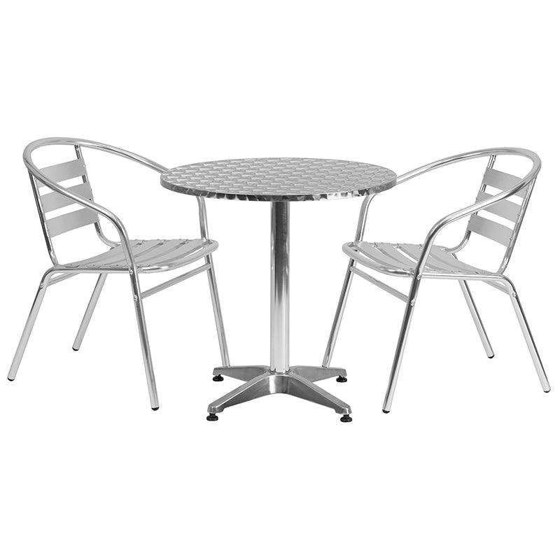 27.5RD Aluminum Table Set TLH-ALUM-28RD-017BCHR2-GG