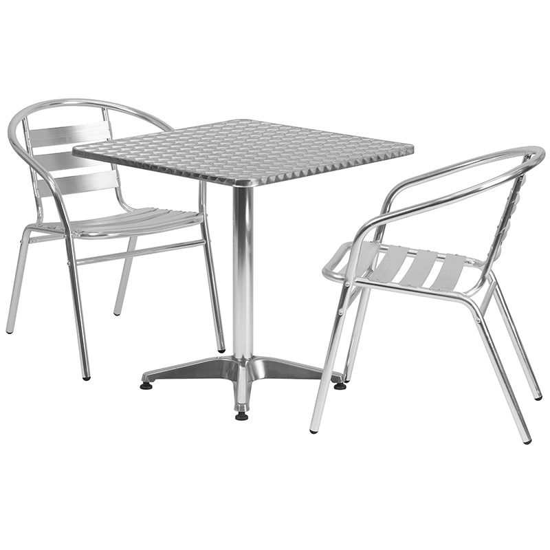 27.5SQ Aluminum Table Set TLH-ALUM-28SQ-017BCHR2-GG