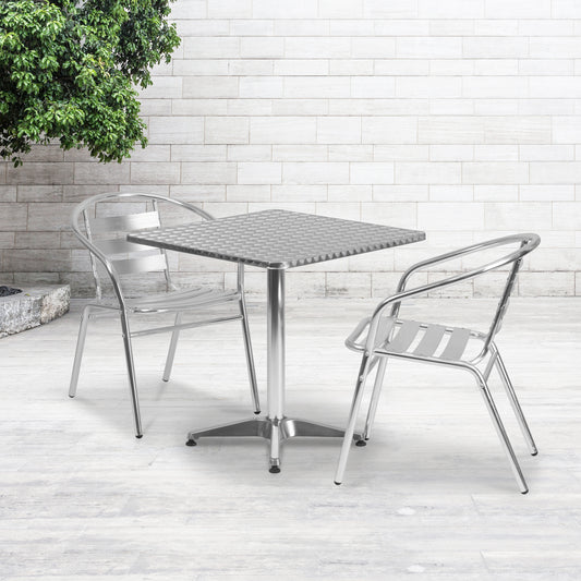 27.5SQ Aluminum Table Set TLH-ALUM-28SQ-017BCHR2-GG