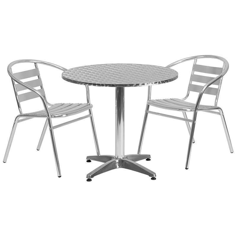 31.5RD Aluminum Table Set TLH-ALUM-32RD-017BCHR2-GG