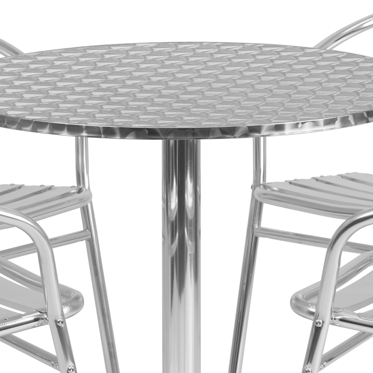 31.5RD Aluminum Table Set TLH-ALUM-32RD-017BCHR4-GG