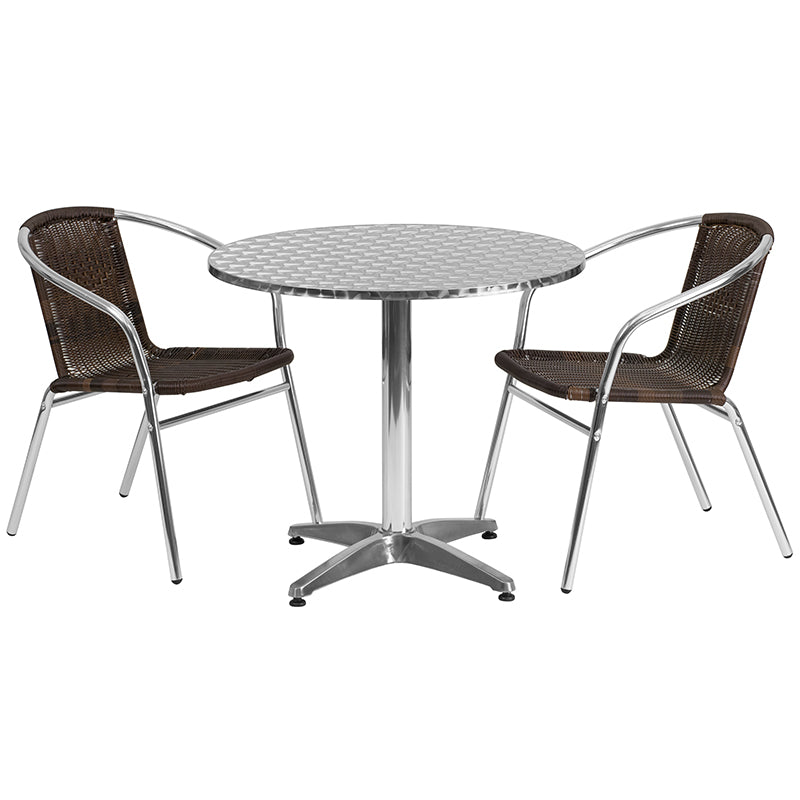 31.5RD Aluminum Table Set TLH-ALUM-32RD-020CHR2-GG