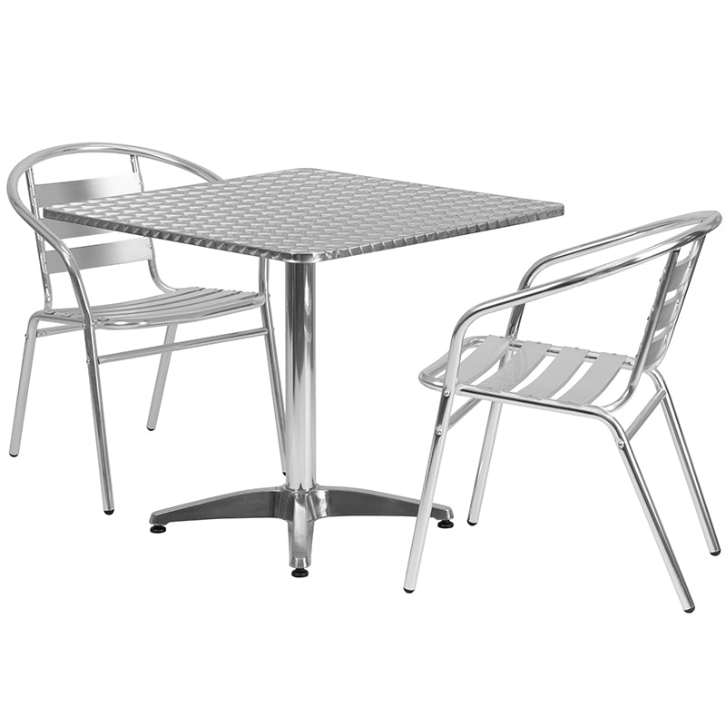 31.5SQ Aluminum Table Set TLH-ALUM-32SQ-017BCHR2-GG