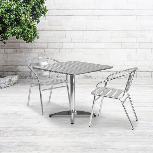 31.5SQ Aluminum Table Set TLH-ALUM-32SQ-017BCHR2-GG