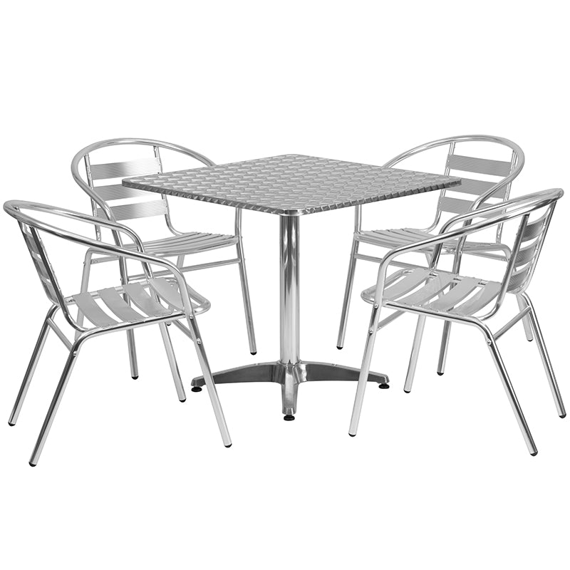 31.5SQ Aluminum Table Set TLH-ALUM-32SQ-017BCHR4-GG