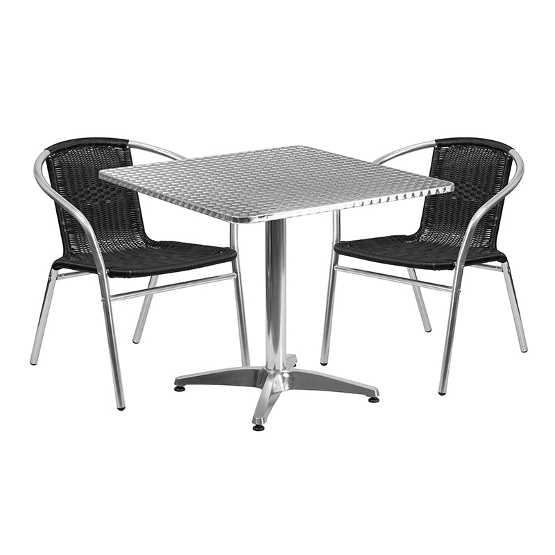 31.5SQ Aluminum Table/2 Chairs TLH-ALUM-32SQ-020BKCHR2-GG