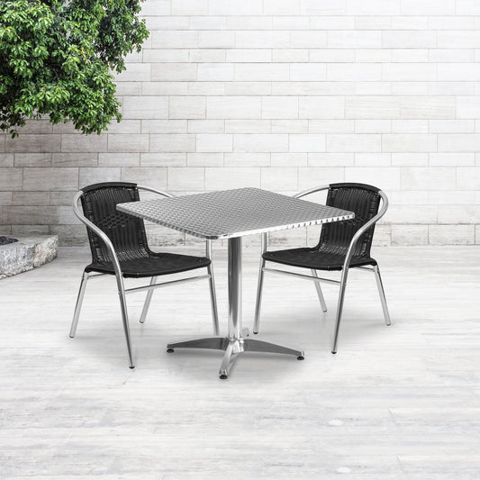 31.5SQ Aluminum Table/2 Chairs TLH-ALUM-32SQ-020BKCHR2-GG