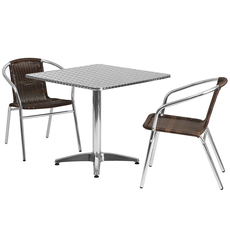 31.5SQ Aluminum Table Set TLH-ALUM-32SQ-020CHR2-GG