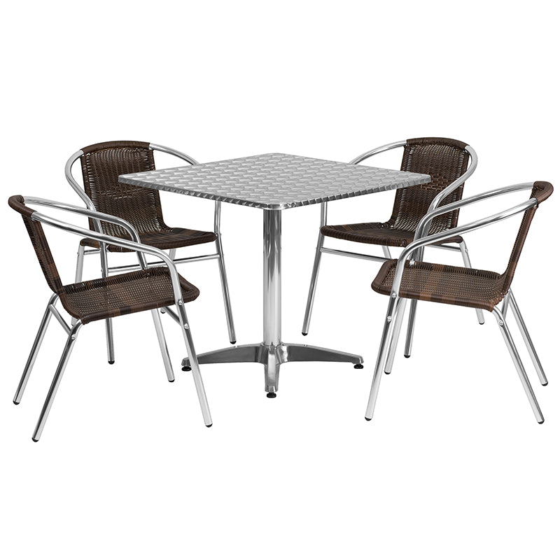 31.5SQ Aluminum Table Set TLH-ALUM-32SQ-020CHR4-GG