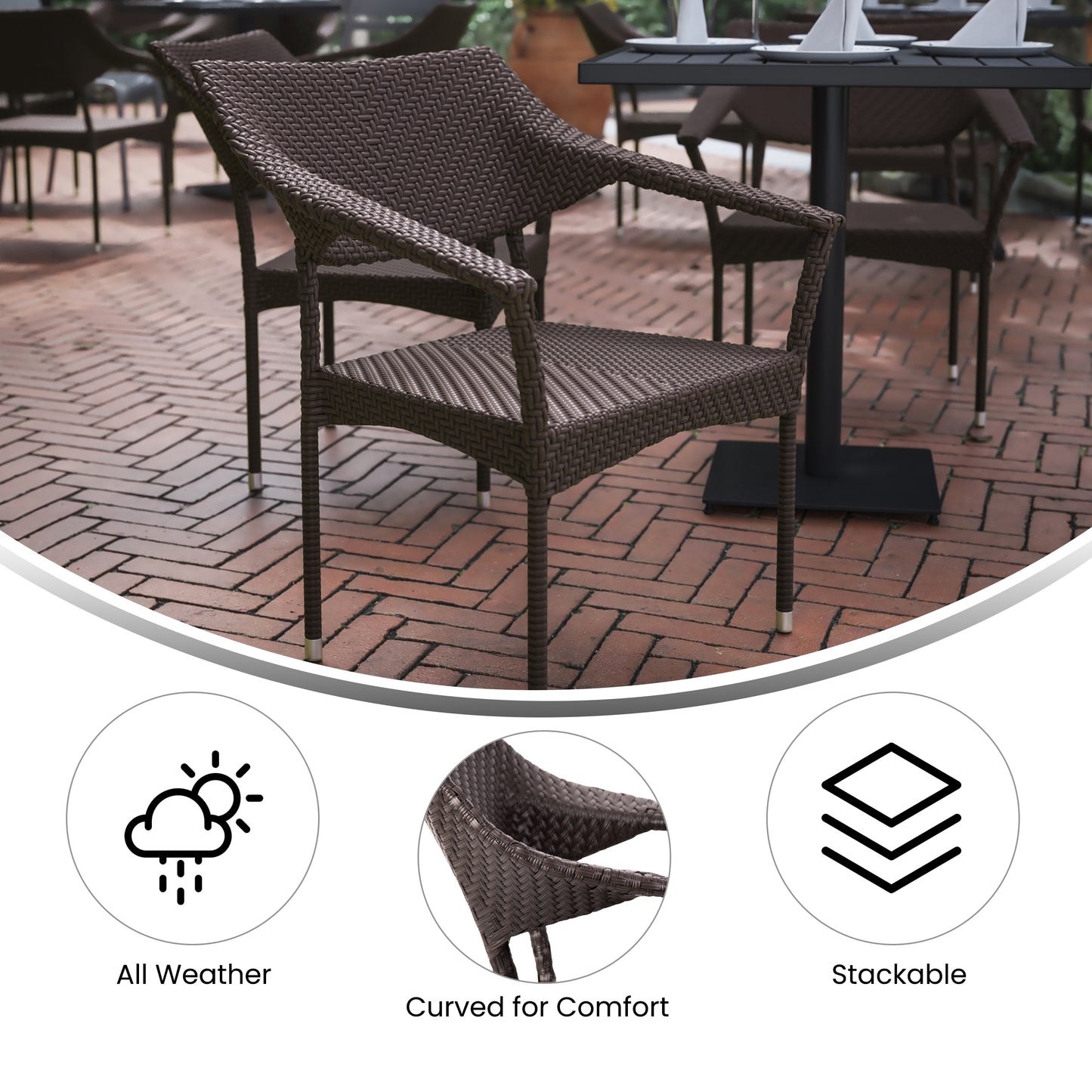 Modern Stackable Patio Dining Chair with Arms