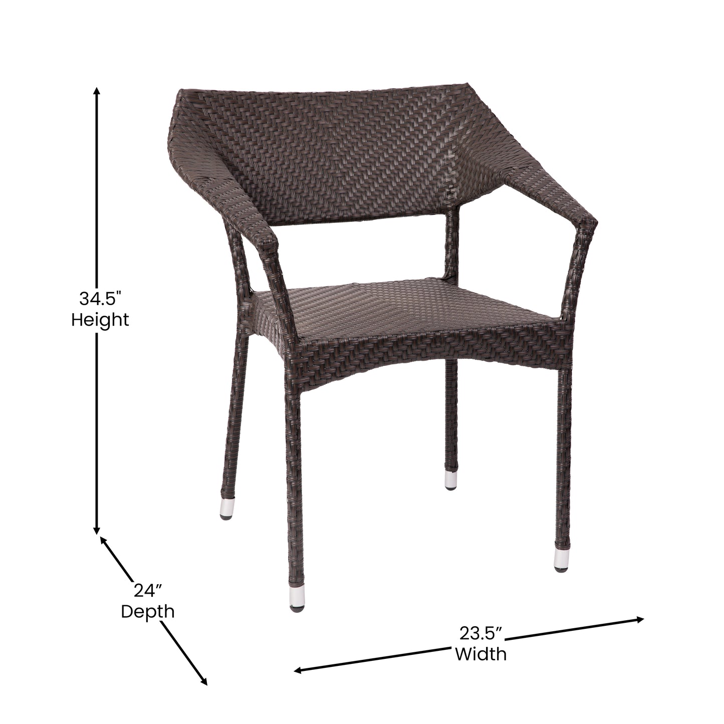 Modern Stackable Patio Dining Chair with Arms