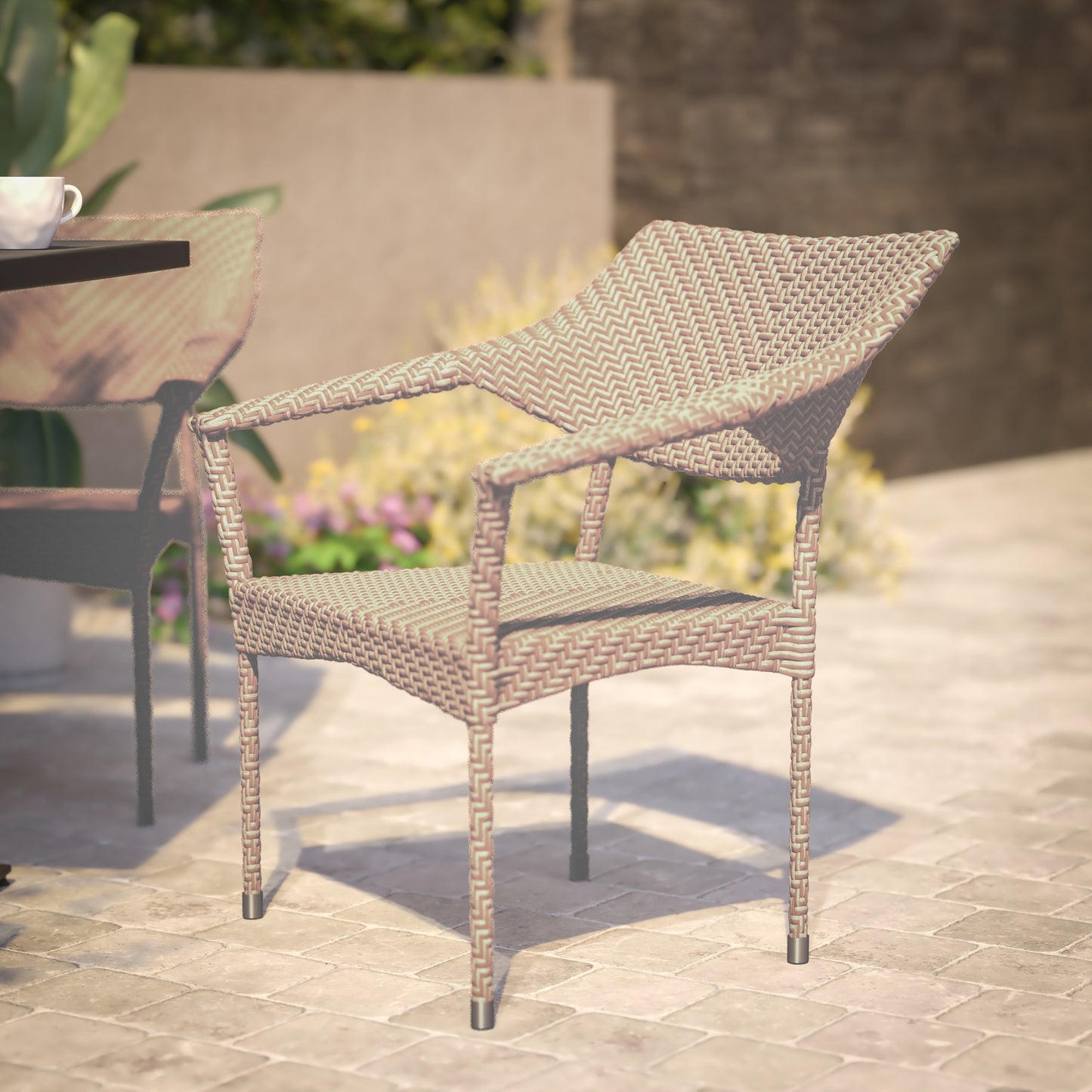 Modern Stackable Patio Dining Chair with Arms