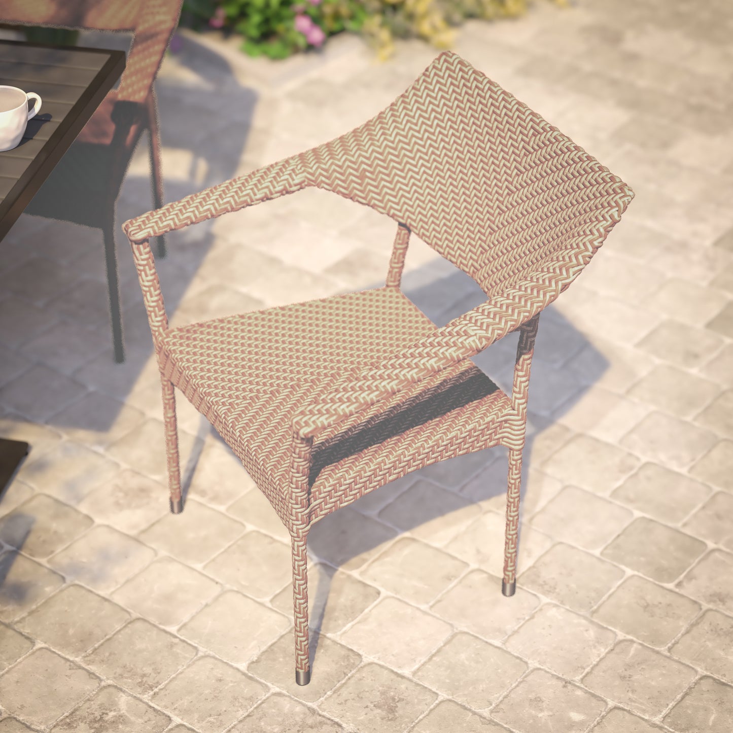 Modern Stackable Patio Dining Chair with Arms